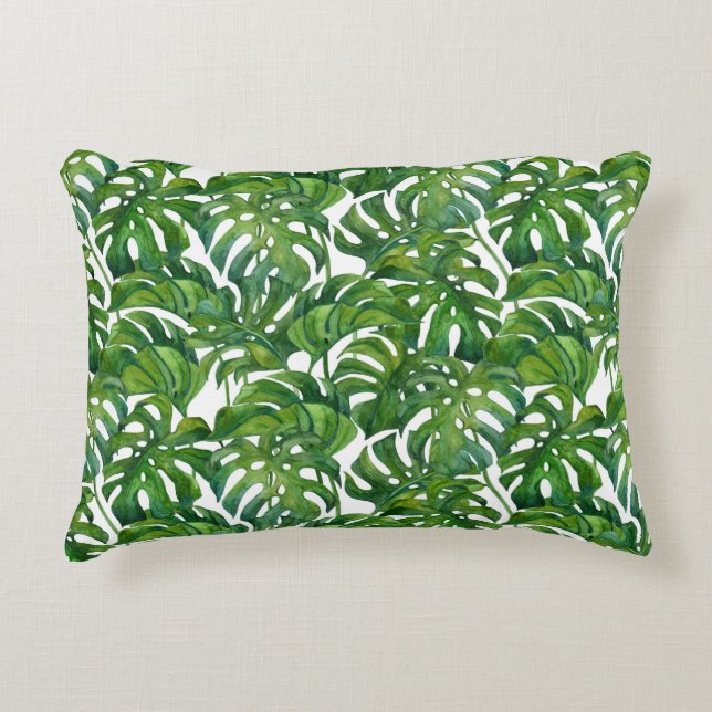 Coussins Décoratifs Green Monstera Feuilles Tropical sans couture (Devant)