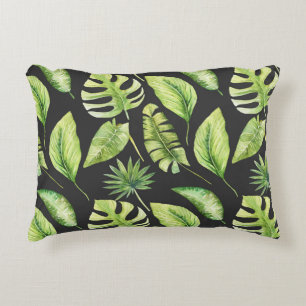 Coussins Décoratifs Green Tropical Feuille Motif Botanique Noir
