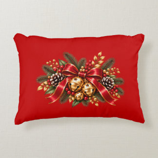 Coussins Décoratifs Grelots de Noël Rouge Ruban Festif