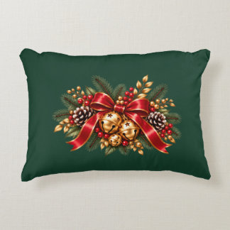 Coussins Décoratifs Grelots de Noël Rouge Ruban Festif