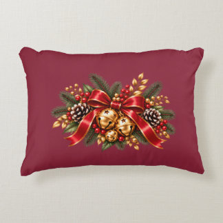 Coussins Décoratifs Grelots de Noël Rouge Ruban Festif