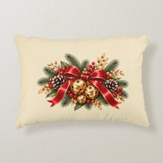 Coussins Décoratifs Grelots de Noël Rouge Ruban Festif