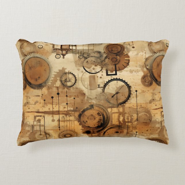 Coussins Décoratifs Grunge Rustic Steampunk Horloge (1) (Devant)