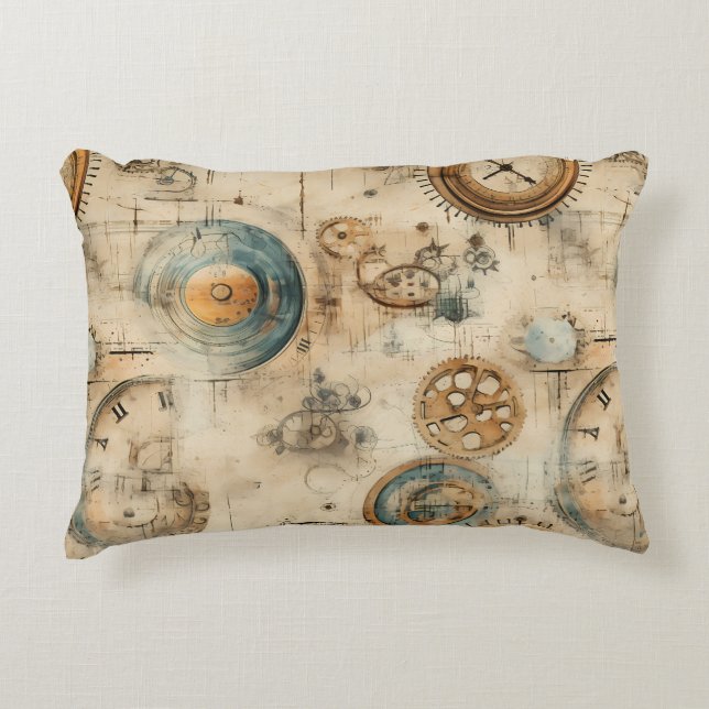 Coussins Décoratifs Grunge Rustic Steampunk Horloge (7) (Devant)