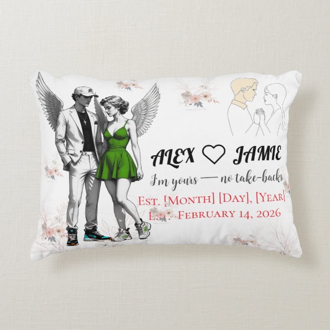 Coussins Décoratifs Guardian Angel Pair – Cute Wings Accent Pillow (Devant)