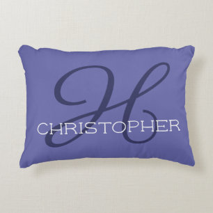 Coussins Décoratifs H Initial Nom Personnalisé Tendance Bleu Pervenche