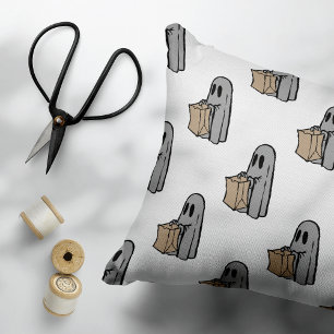Coussins Décoratifs Halloween, Gentil Fantôme Gris, Trick Or Treat, Ho