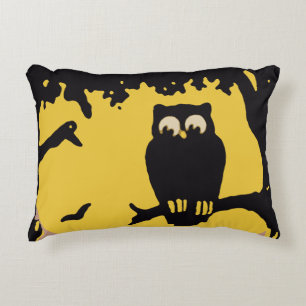 Coussins Décoratifs Halloween vintage, hibou effrayant dans l'arbre av