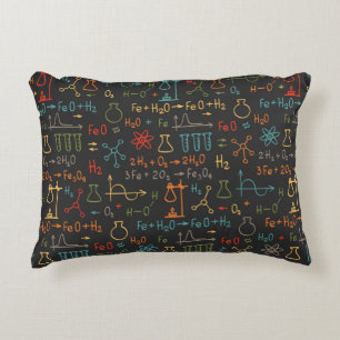 Coussins Décoratifs Hand draw chemistry on black background. Vintage s