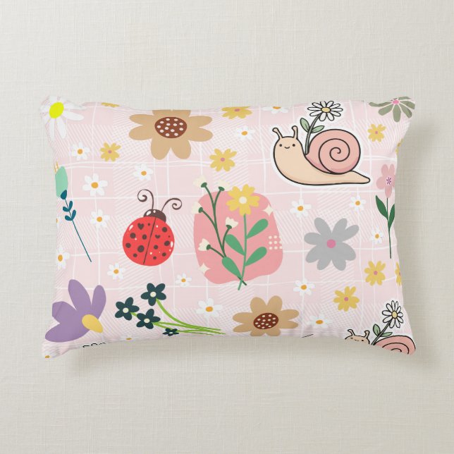 Coussins Décoratifs Hand drawn illustrations for kids Botanical pink (Devant)