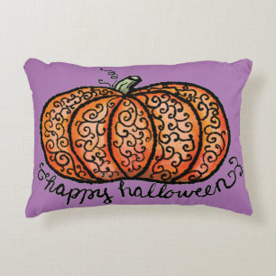Coussins Décoratifs Happy Halloween filigree citrouille