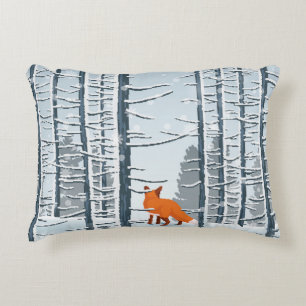 Coussins Décoratifs Happy Winter avec paysage forestier et animal rena