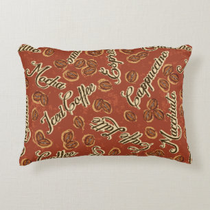 Coussins Décoratifs Haricots de café et typographie couteaux de grunge