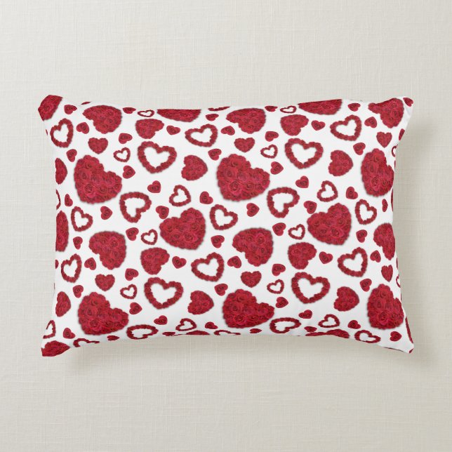 Coussins Décoratifs Hearts Red Roses Pattern Minimalist Valentine's (Devant)