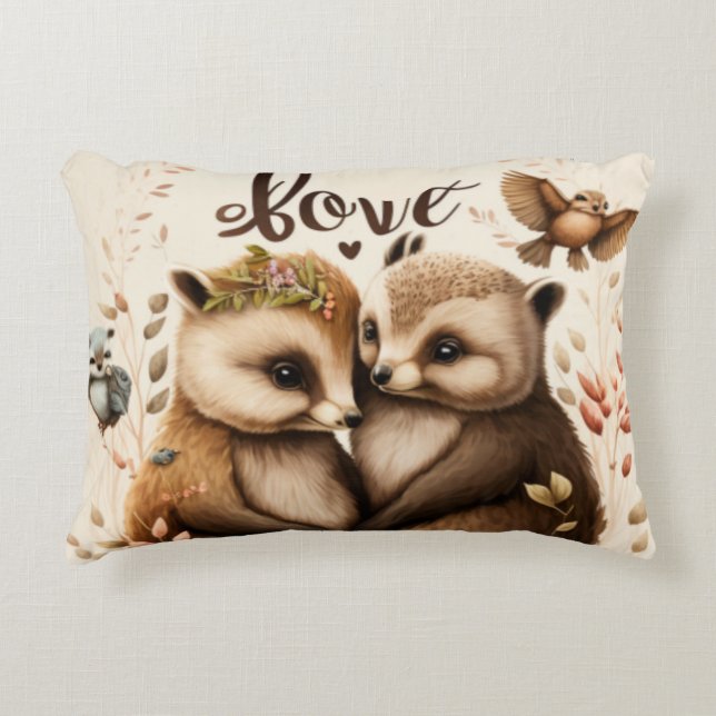 Coussins Décoratifs hérisson amoureux (Devant)