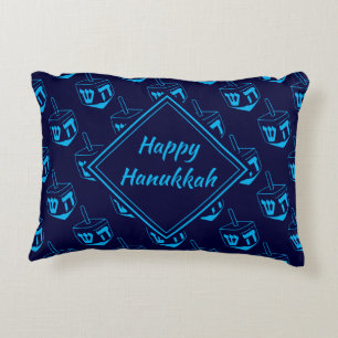 Coussins Décoratifs HEUREUX HANOUKKA ח נ ו ה כ ש מ Hébreu Dreidel NAVY