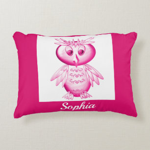Coussins Décoratifs Hibou rose drôle Enfants Personnalisés