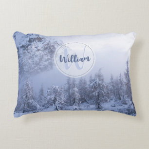 Coussins Décoratifs Hiver merveilleux brouillard épinette forêt neige
