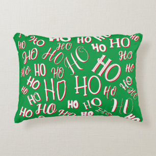 Coussins Décoratifs HO HO HO motif de texte de Noël blanc vert rouge