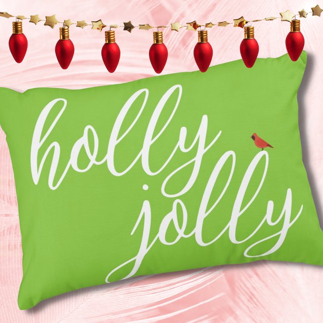 Coussins Décoratifs Holly Jolly Chimie de Noël Vert Rouge Blanc Script (Créateur téléchargé)