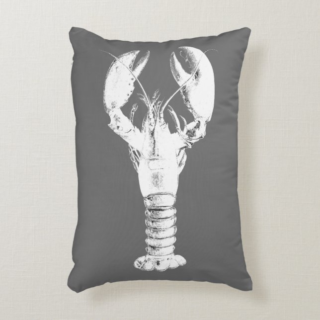 Coussins Décoratifs Homard blanc sur gris / gris (Devant(Vertical))