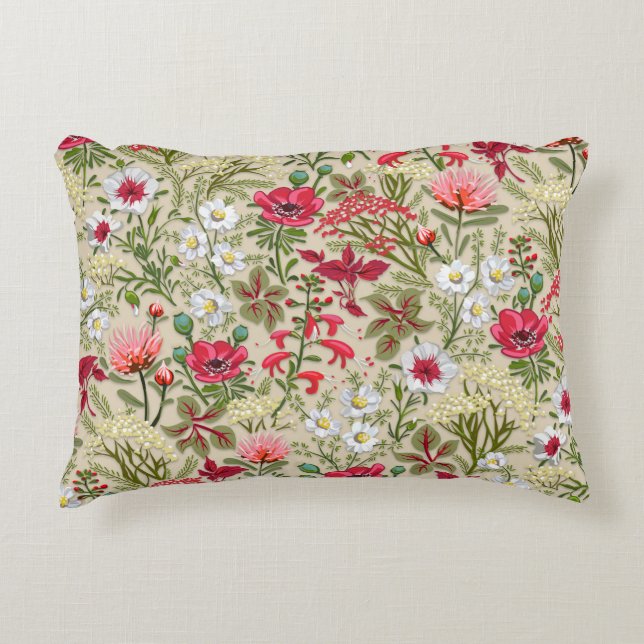 Coussins Décoratifs Homespun Red Herb Garden Motif (Devant)