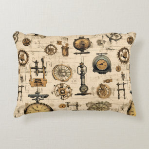 Coussins Décoratifs Horloge antique industrielle en laiton sépia