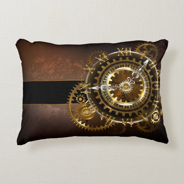 Coussins Décoratifs Horloge Steampunk avec des engrenages anciens (Devant)