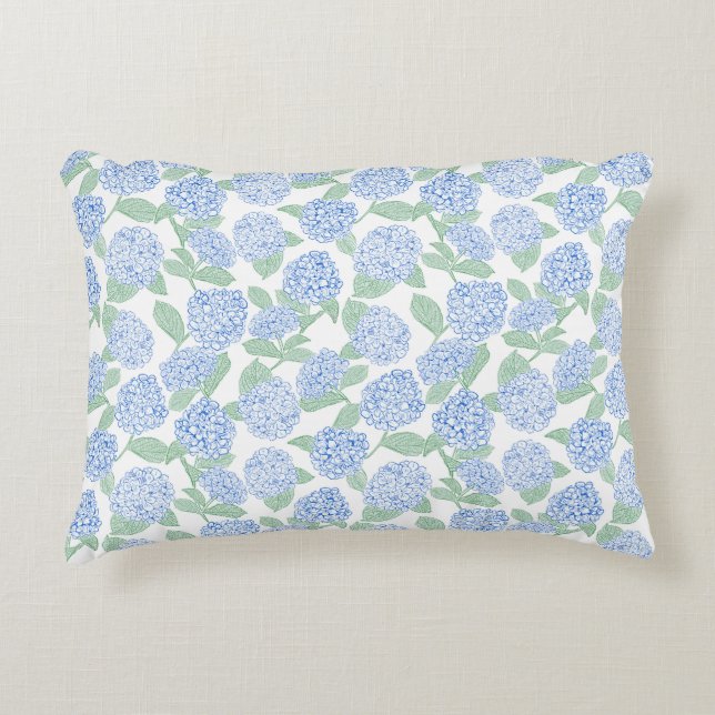 Coussins Décoratifs Hortensia floral bleu et vert (Devant)
