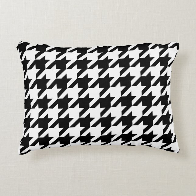 Coussins Décoratifs Houndstooth tissage classique noir blanc motif (Devant)