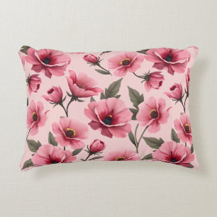 Coussins Décoratifs Housse de couette et taie d'oreiller florale rose