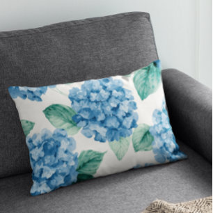 Coussins Décoratifs Hydrangea Bleus Aquarelle Florale Botanique Florai
