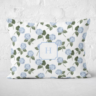 Coussins Décoratifs Hydrangée Bleue Fleur Monogramme  
