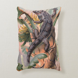 Coussins Décoratifs Iguane noir tropical, animal reptile sauvage vinta
