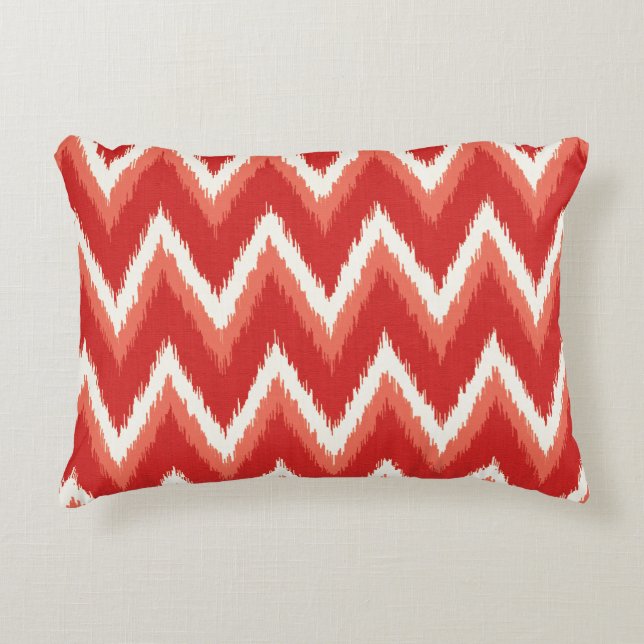 Coussins Décoratifs Ikat Chevron Stripes - Rust Orange et Blanc (Devant)