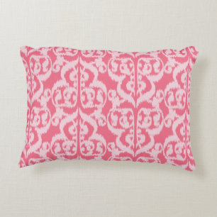 Coussins Décoratifs Ikat damas mauresque - nuances de rose corail