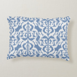 Coussins Décoratifs Ikat Damassé Mauresque - bleu ciel et blanc