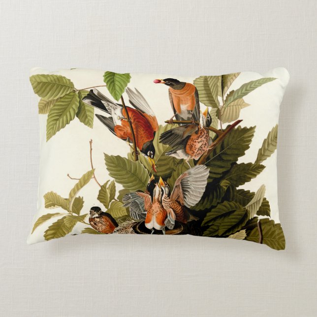 Coussins Décoratifs Illustration Audubon American Robin Wildlife Bird (Dos)