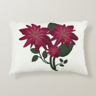 Coussins Décoratifs Illustration botanique florale rose profond élégan