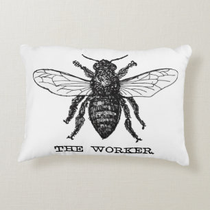 Coussins Décoratifs Illustration d'abeille ouvrière vintage