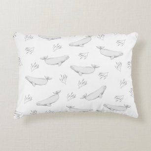 Coussins Décoratifs Illustration de baleines belugas délicates et d'al