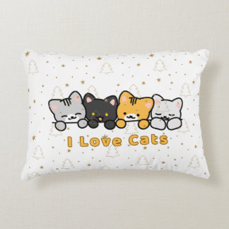 Coussins Décoratifs Illustration de chat mignon J'adore les chats Dess