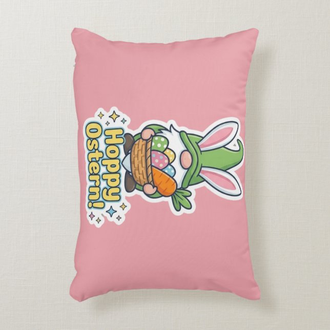 Coussins Décoratifs Illustration de gnome "Hoppy Easter" de haute qual (Devant(Vertical))