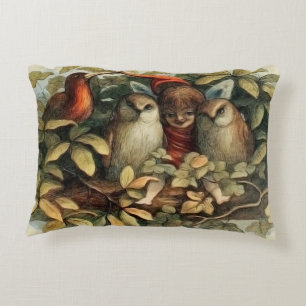 Coussins Décoratifs Illustration de la nature des hiboux et des fées e