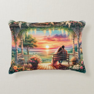 Coussins Décoratifs Illustration de vue sur porche au coucher du solei