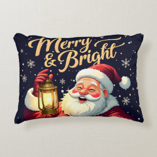 Coussins Décoratifs Illustration du Père Noël joyeux et lumineux tenan