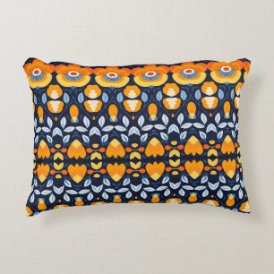 Coussins Décoratifs Illustration florale rétro audacieuse en orange