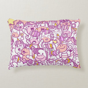 Coussins Décoratifs Illustration, mignonne licorne et collection de po