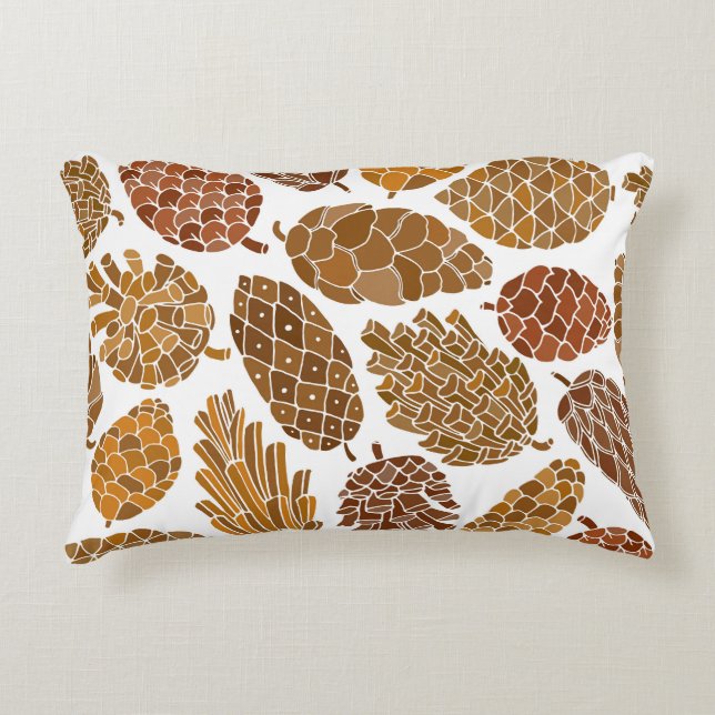 Coussins Décoratifs Illustration motif cônes de pin. (Devant)