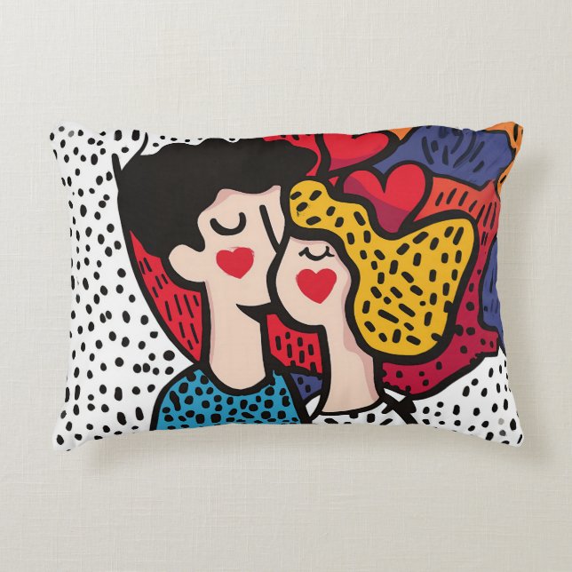 Coussins Décoratifs Illustration romantique d'un couple amoureux (Devant)